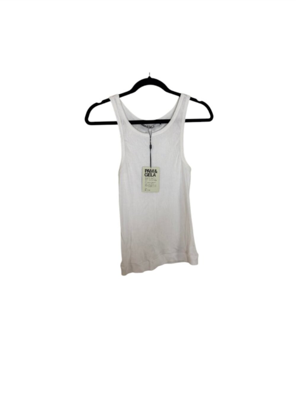 Pam & Gela Womens Sleeveless white Cotton Ribbed Knit Tank Top Size large